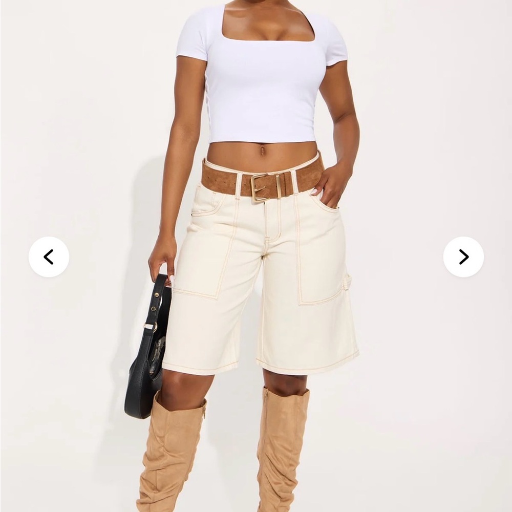 Fashion Nova Cream Cargo Shorts